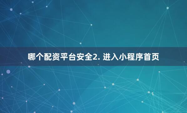 哪个配资平台安全2. 进入小程序首页